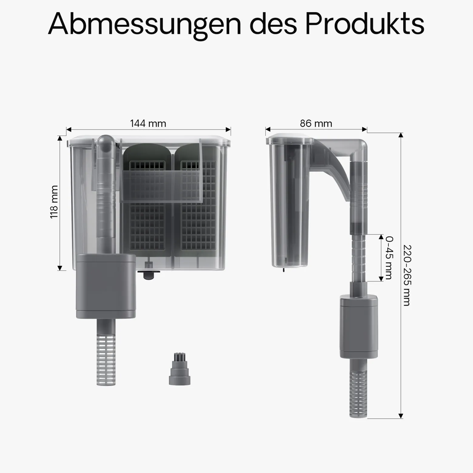 SunSun HBL-302 Hang on Filter Aquarium Anhängefilter 350l/h für Aquarien bis 20l, mit Filtermedien
