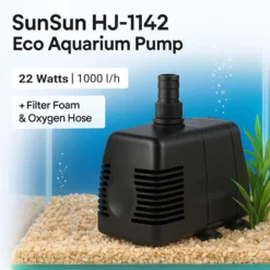 SunSun HJ-1142 ECO Aquarium Pumpe 1000 L/h 22 W kleine Aquariumpumpe mit Filterschwamm und Sauerstoffschlauch für Mini Aquarium