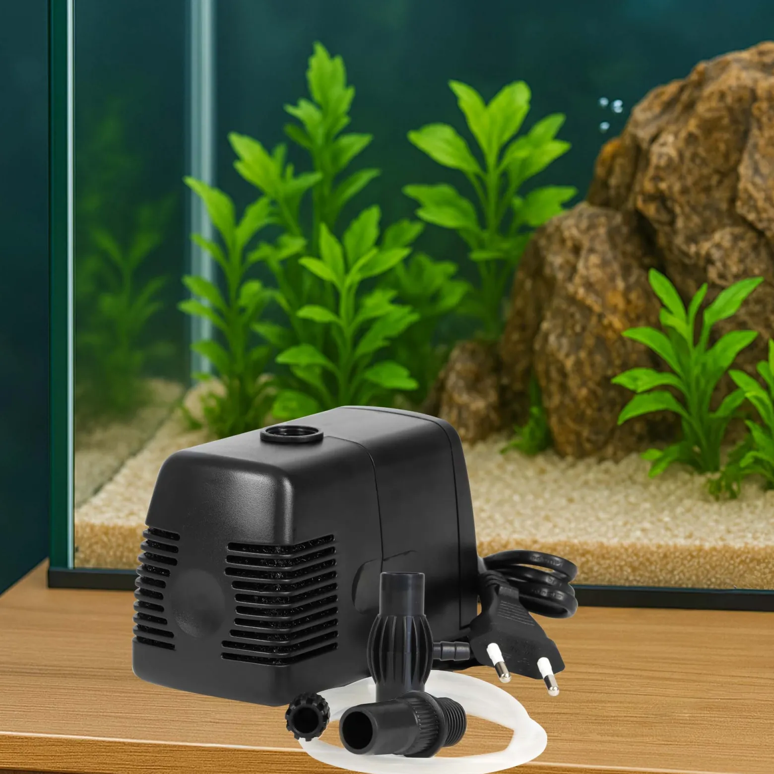 SunSun HJ-1542 ECO Aquarium Pumpe 1400 L/h 28 W kleine Aquariumpumpe mit Filterschwamm und Sauerstoffschlauch für Mini Aquarium