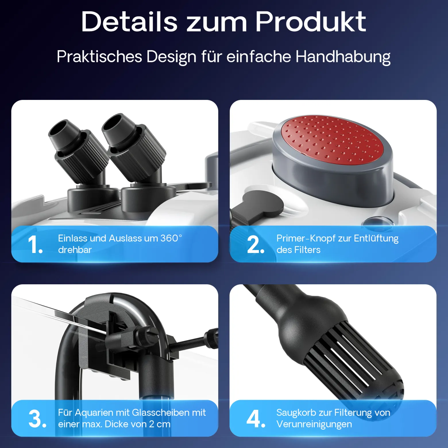 SunSun HW-704A Aquariumaußenfilter 2000 L/h 45Watt mit 4 Stufen, Filtermedien, Aquarium, Filterpumpe