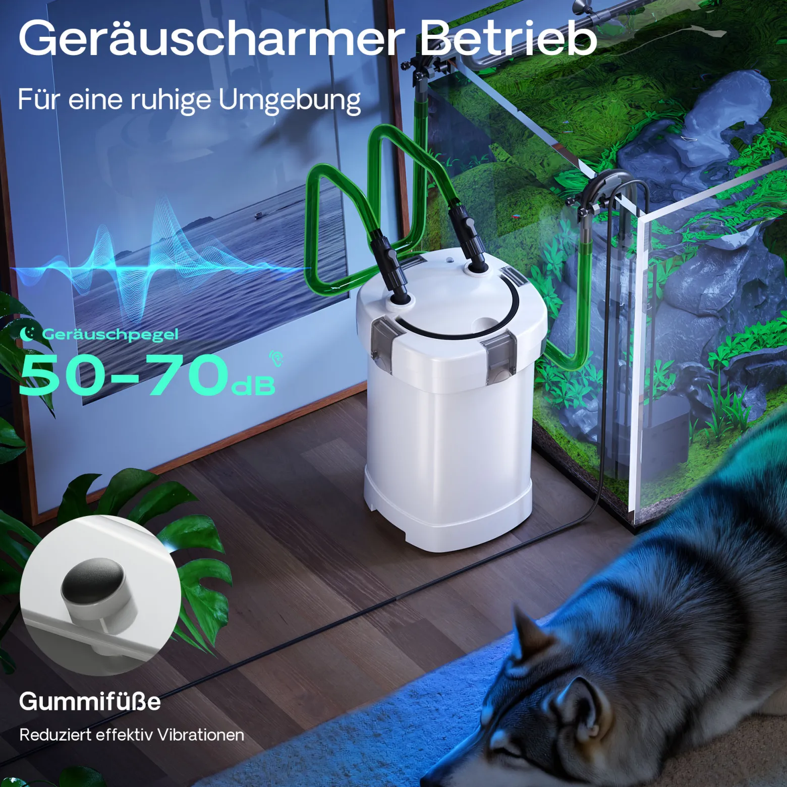 SunSun HW-505A Aquarium Außenfilter 800 L/h 15 W 4 Stufen Kammerfilter inkl Filtermaterial, Filtermedien, Filterpumpe