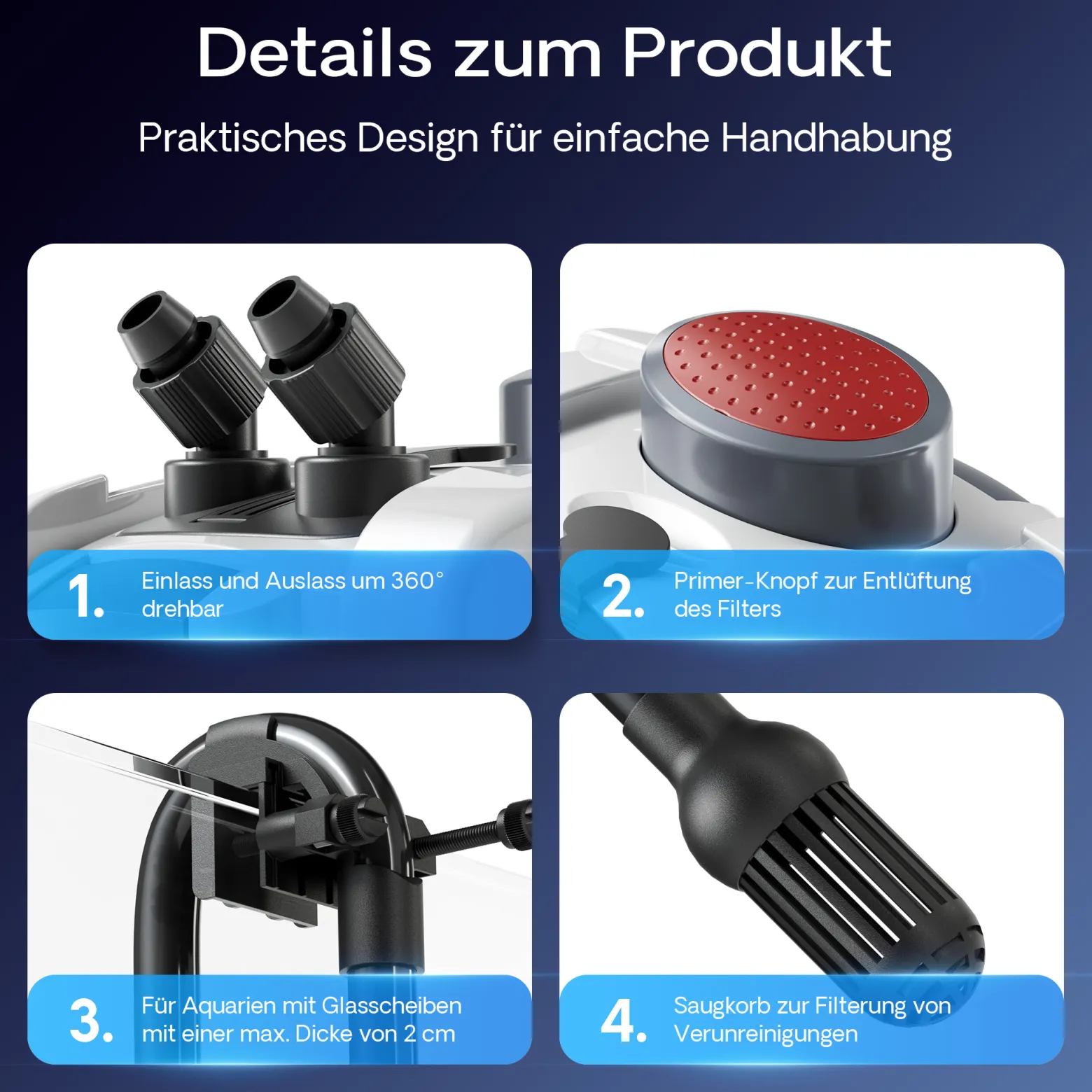 SunSun HW-302 Aquarium Außenfilter 18 W 1000 L/h 3 Stufen Kammerfilter mit Filtermaterial