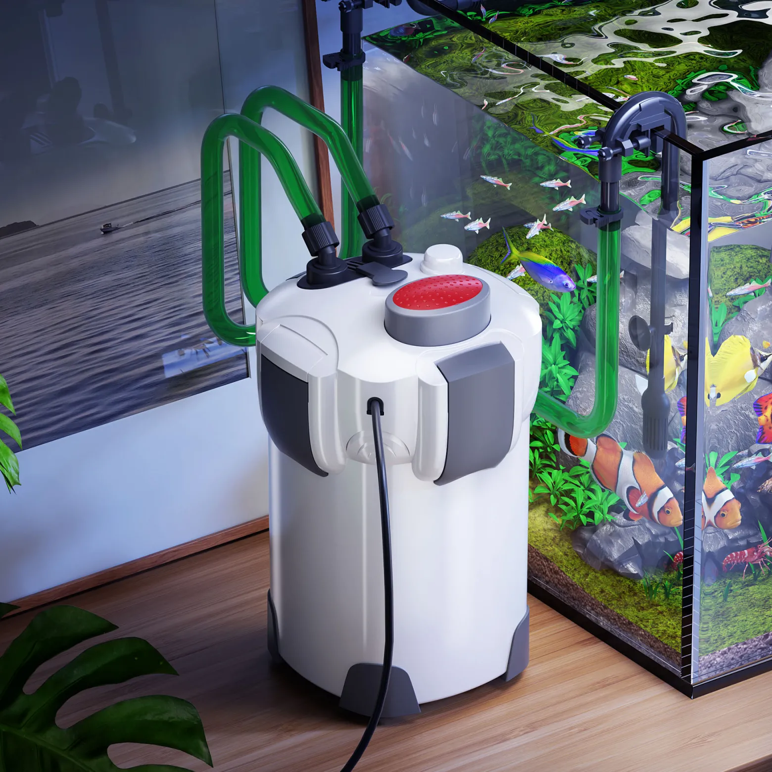 SunSun HW-302 Aquarium Außenfilter 18 W 1000 L/h 3 Stufen Kammerfilter mit Filtermaterial