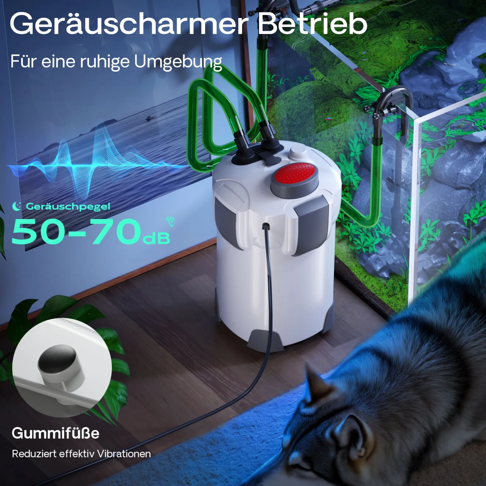 SunSun HW-303 Aquarium Außenfilter 1400 L/h 3 Stufen Kammerfilter inkl Filtermaterial