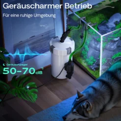SunSun HW-603B Aquarium Außenfilter 400 L/h mit 3 Filterschwämmen und 1 Filtervlies, Filtermedien, Filterpumpe