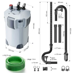 SunSun HW-402B Aquarium Außenfilter 1000 L/h mit 9 W UVC Klärer und 3 Stufen inkl Filtermaterial, Filtemedien, Filterpumpe