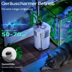 SunSun HW-403B Aquarium Außenfilter 1400 L/h 3 Stufen mit 9 W UV-Lampe, Filtermedien