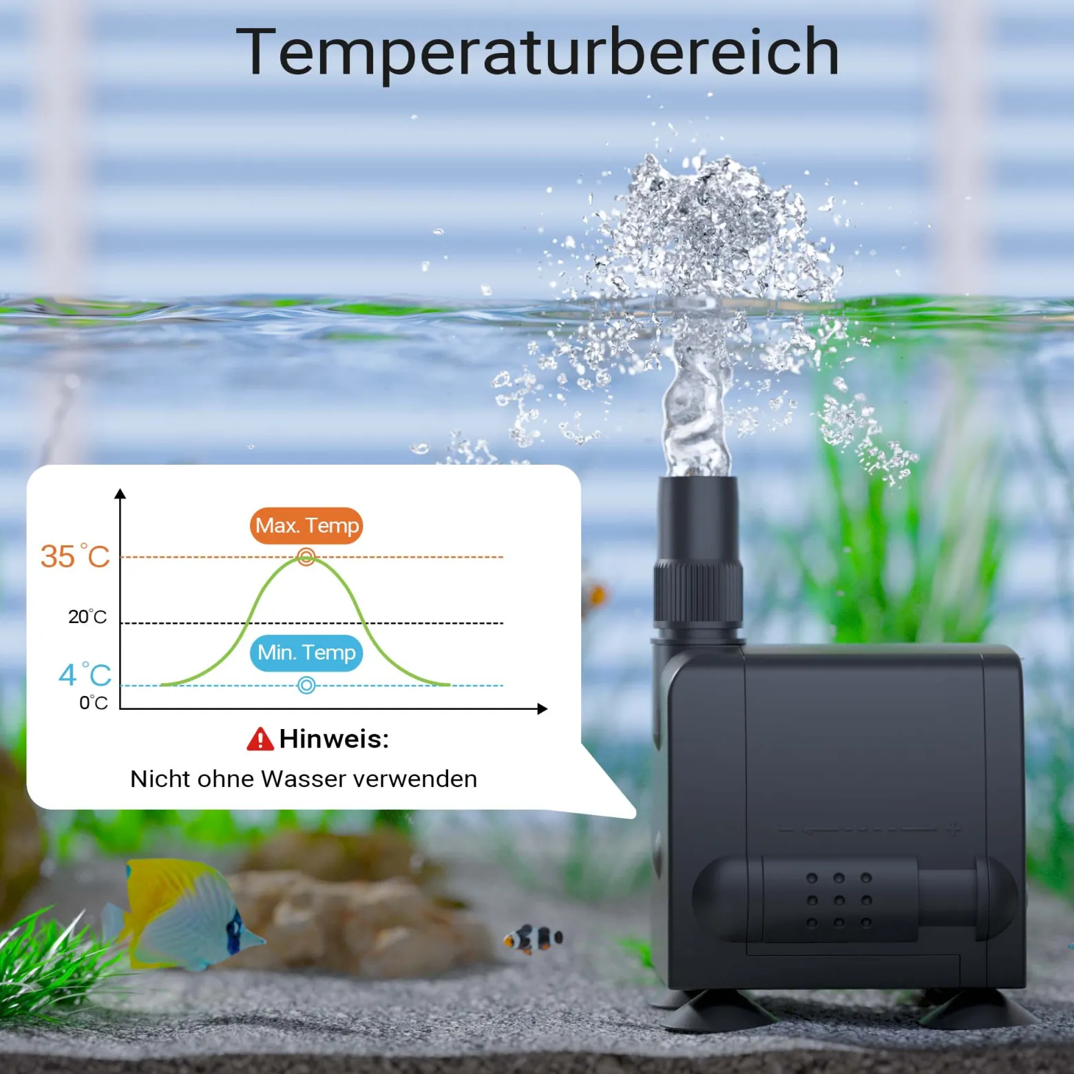 SunSun JP-032 Aquarium Pumpe 350l/h 5W kleine Aquariumpumpe für Mini Aquarium 25L kompakte Wasserpumpe für Nano Aquarien