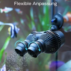 SunSun JVP-202A Strömungspumpe 12000 l/h 24 W Aquarium Pumpe mit 2 schwenkbaren Düsen und Saugnapf zur einfachen Befestigung