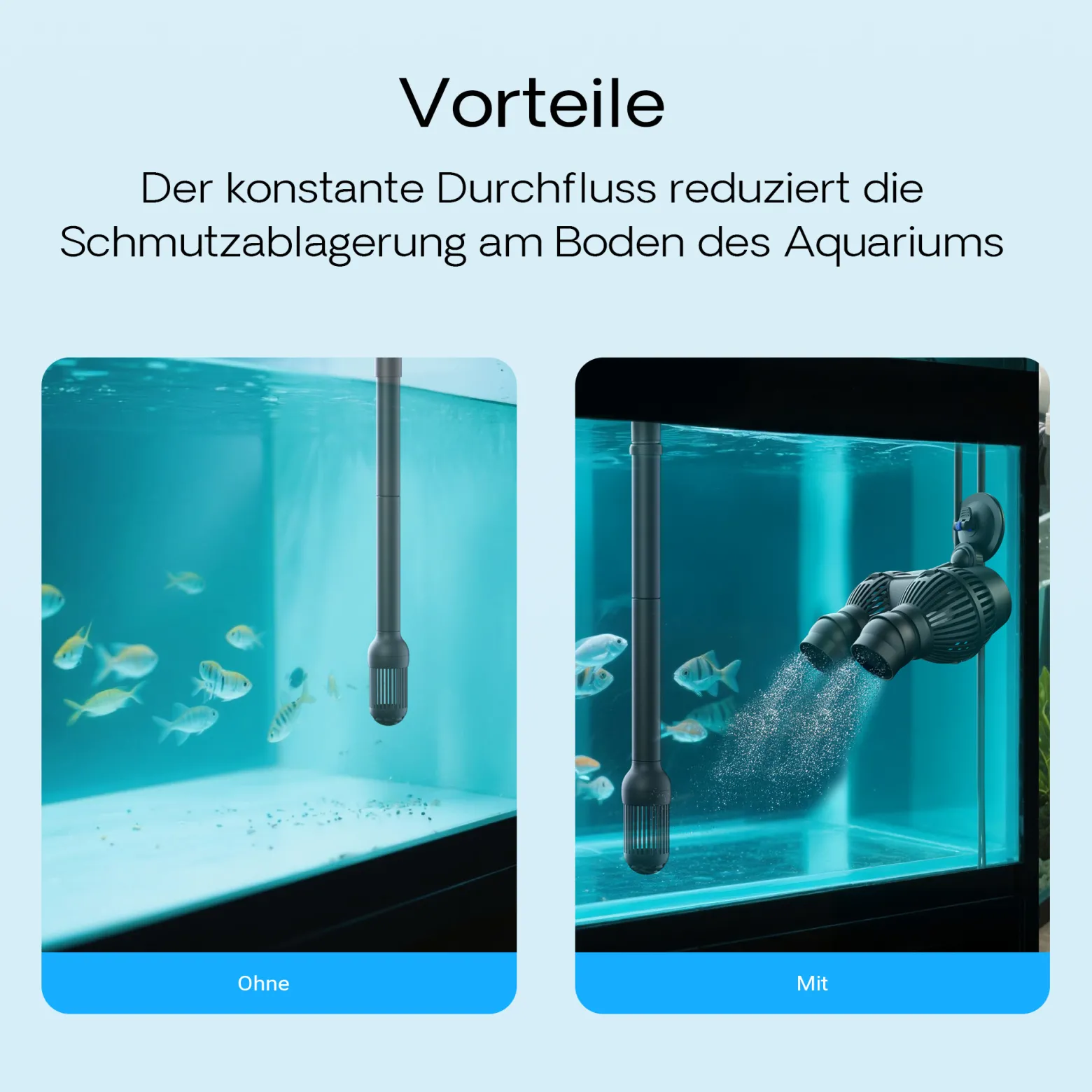 SunSun JVP-202A Strömungspumpe 12000 l/h 24 W Aquarium Pumpe mit 2 schwenkbaren Düsen und Saugnapf zur einfachen Befestigung