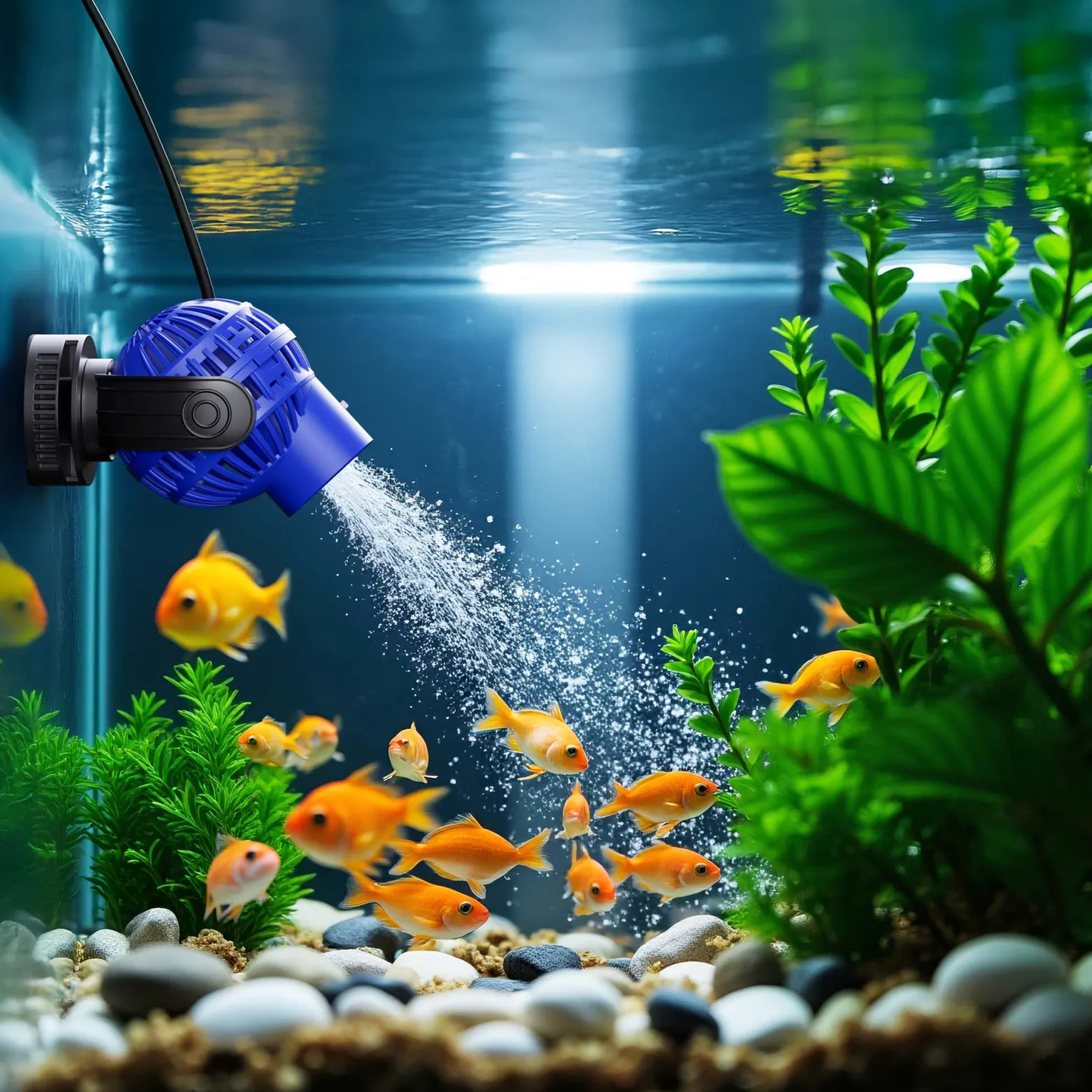 SunSun JVP-131 Strömungspumpe 6000 l/h 8 W Aquarium Pumpe mit 1 schwenkbaren Düse, Magnethalter zur einfachen Befestigung und Durchflussregler