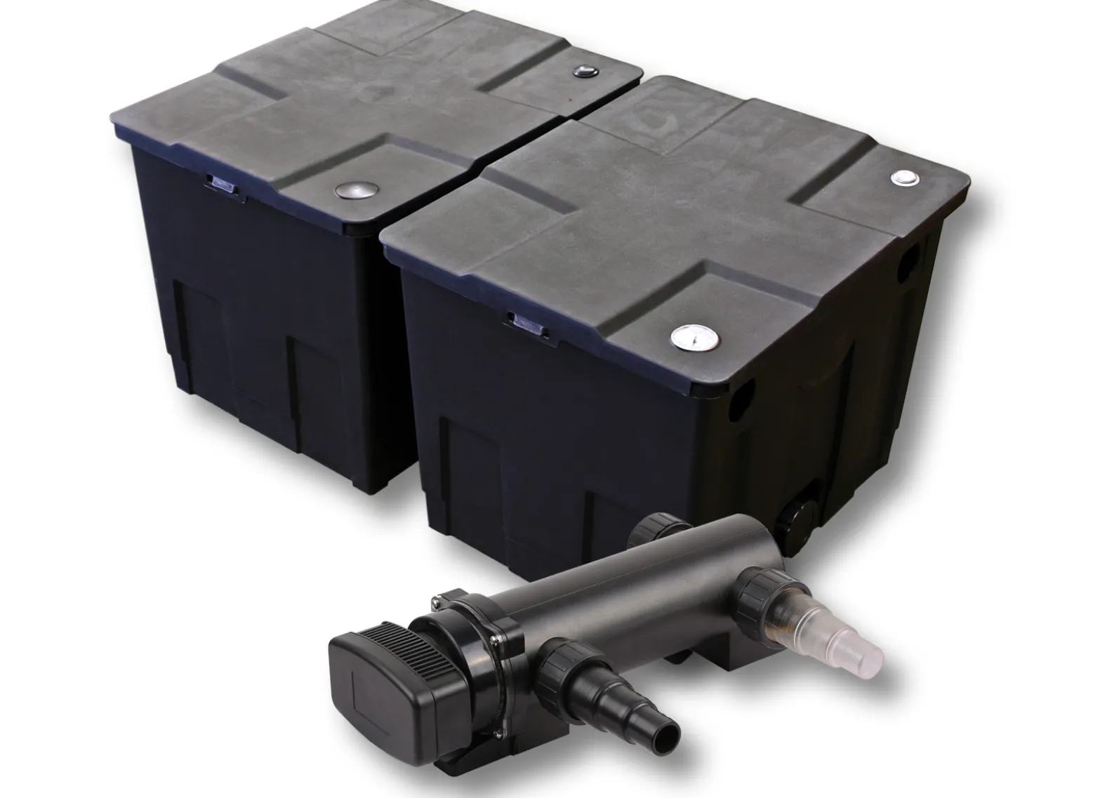 SunSun Komplettset: CBF-350B Teichfilter bis 60000 L Teichfilteranlage als Durchlauffilter, CUV-318 Teichklärer UVC Klärer mit 18 Watt UV-C Leistung