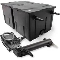 SunSun Komplettset: CBF-350B Teichfilter bis 60000 L Teichfilteranlage als Durchlauffilter, NEO10000 SuperECO Teichpumpe 10000l/h 80W, CUV-336 Teichklärer UVC Klärer mit 36W