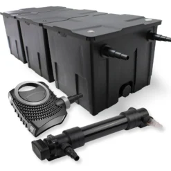 SunSun Komplettset: CBF-350C Teichfilter bis 90000 L Teichfilteranlage als Durchlauffilter, CTF-8000 SuperECO Teichpumpe 8000l/h 70W, CUV-636 Teichklärer UVC Klärer mit 36W