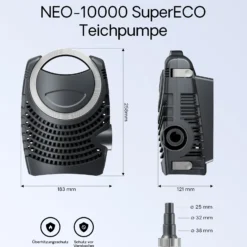 SunSun Komplettset: CBF-550 Teichfilter bis 60000L Teichfilteranlage als Durchlauffilter, NEO10000 Teichpumpe 10000l/h 80W, CUV-236 Teichklärer UVC Klärer mit 36W, 25m Teichschlauch 25 mm, Y-Verteiler
