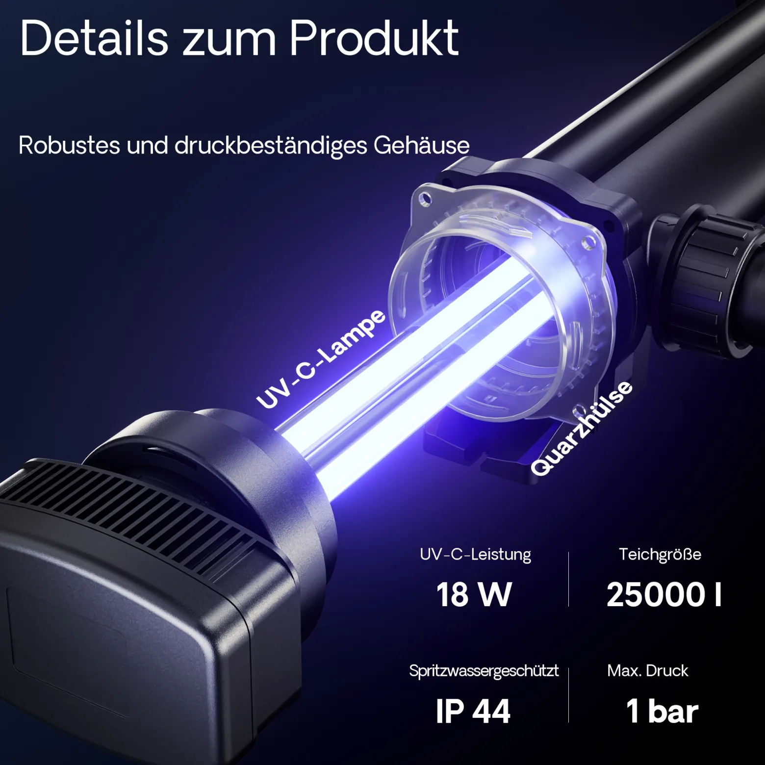 SunSun Komplettset: CBF-550 Teichfilter bis 60000 L Teichfilteranlage als Durchlauffilter, CUV-318 Teichklärer UVC Klärer mit 18 Watt UV-C Leistung