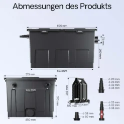 SunSun Komplettset: CBF-550 Teichfilter bis 60000 L Teichfilteranlage als Durchlauffilter, CUV-336 Teichklärer UVC Klärer mit 36 Watt UV-C Leistung