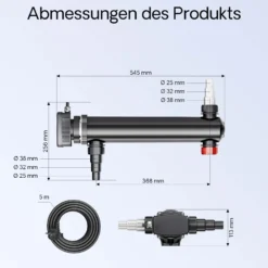 SunSun Komplettset: CBF-350 Teichfilter bis 12000 L Teichfilteranlage als Durchlauffilter, CUV-324 Teichklärer UVC Klärer mit 24 Watt UV-C Leistung