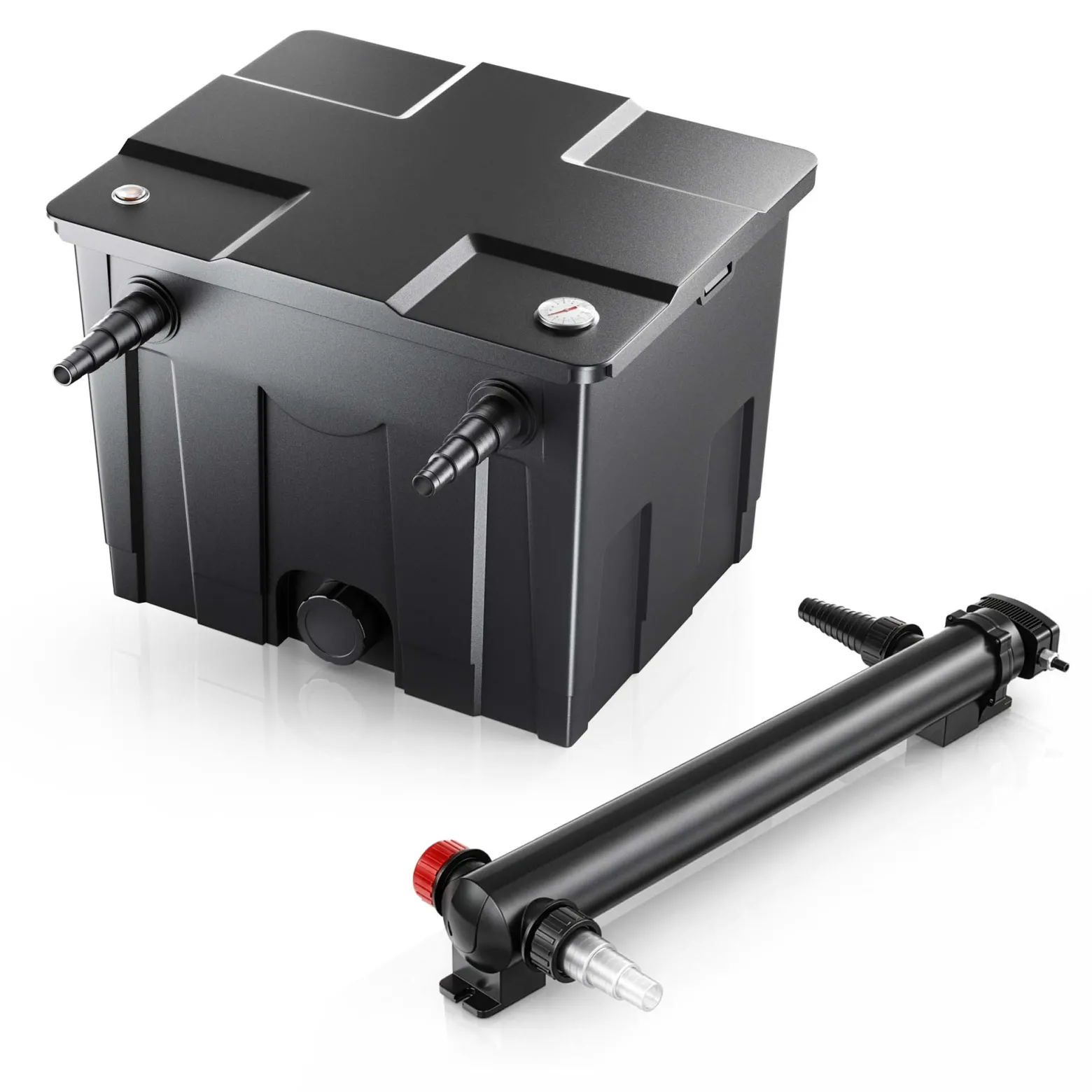 SunSun Komplettset: CBF-350 Teichfilter bis 12000 L Teichfilteranlage als Durchlauffilter, CUV-324 Teichklärer UVC Klärer mit 24 Watt UV-C Leistung