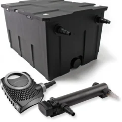 SunSun Komplettset: CBF-550 Teichfilter bis 60000 L Teichfilteranlage als Durchlauffilter, CTF-8000 SuperECO Teichpumpe 8000l/h 70W, CUV-324 Teichklärer UVC Klärer mit 24W