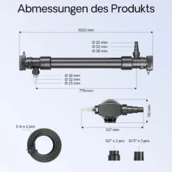 SunSun Komplettset: CBF-550 Teichfilter bis 60000 L Teichfilteranlage als Durchlauffilter, CUV-672 Teichklärer UVC Klärer mit 72 Watt UV-C Leistung