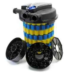 SunSun Komplettset: CPA-50000 Teichdruckfilter bis 100000 L mit 55 Watt UV-C Teichklärer, NEO8000 SuperEco Teichpumpe 8000l/h 70W, 10m Teichschlauch 38 mm (1 1/2"), Schlauchschellen W1 44-47mm