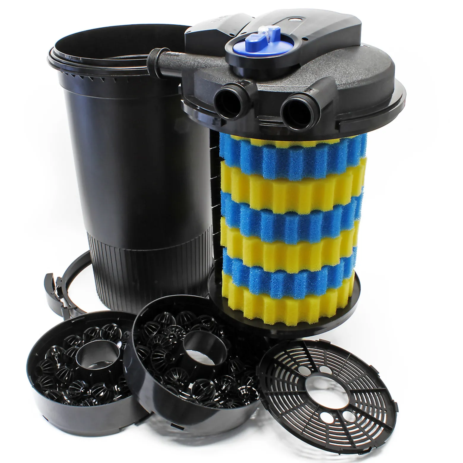 SunSun Komplettset: CPA-15000 Teichdruckfilter bis 30000 L mit 18 Watt UV-C Teichklärer, NEO8000 SuperEco Teichpumpe 8000l/h 70W, 10m Teichschlauch 38 mm (1 1/2"), Schlauchschellen W1 44-47mm