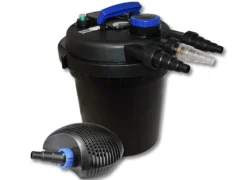 SunSun Komplettset: CPF-250 Teichdruckfilter bis 10000 L Teichfilteranlage mit 11W Teichklärer, CTF-6000 SuperECO Teichpumpe 6000l/h 40W