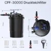 SunSun Komplettset: CPF-30000 Teichdruckfilter bis 12000 L mit 55 Watt UV-C Teichklärer, NEO6000 SuperEco Teichpumpe 6000l/h 40W, 5m Teichschlauch 38 mm (1 1/2"), Schlauchschellen W1 44-47mm