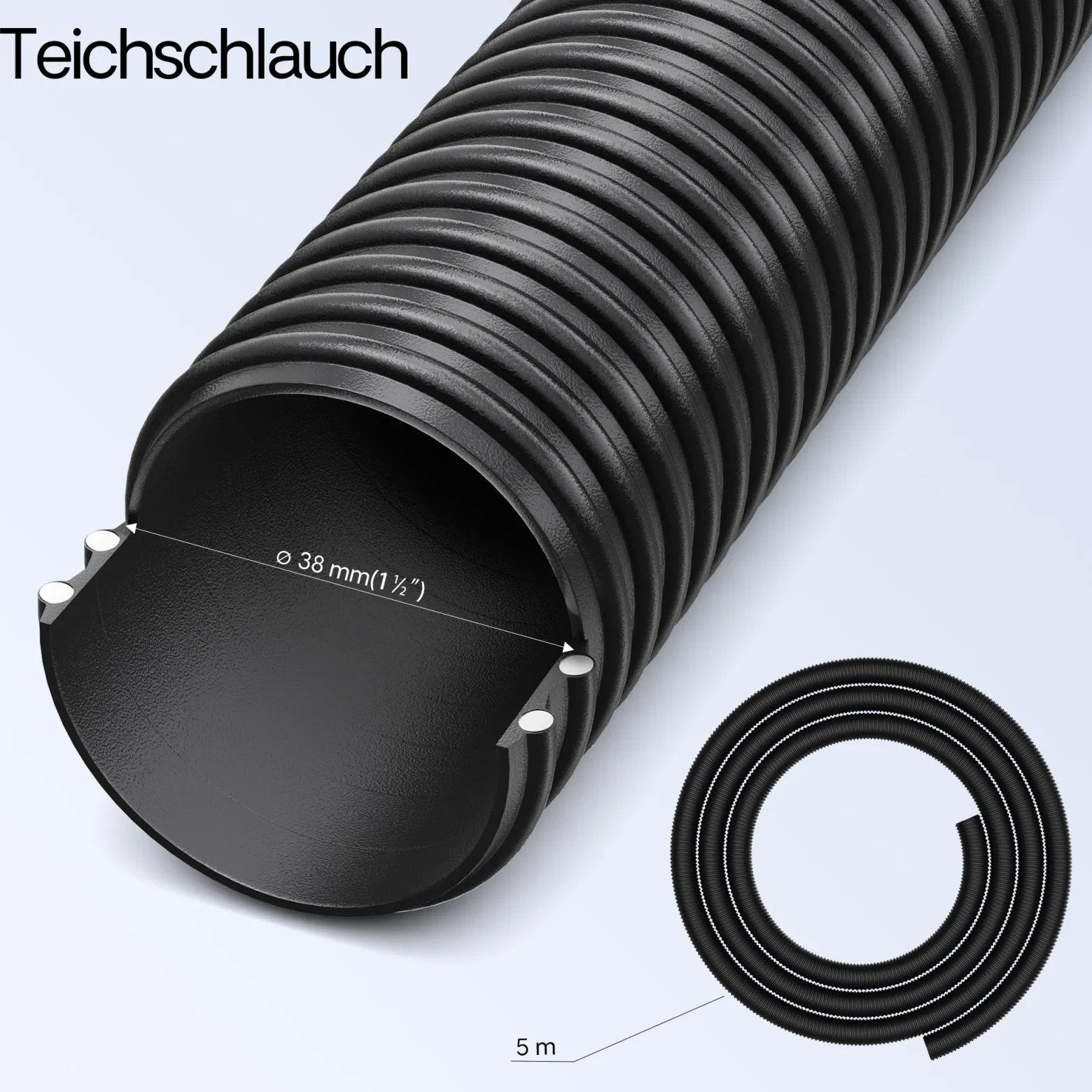 SunSun Komplettset: CPF-30000 Teichdruckfilter bis 12000 L mit 55 Watt UV-C Teichklärer, NEO6000 SuperEco Teichpumpe 6000l/h 40W, 5m Teichschlauch 38 mm (1 1/2"), Schlauchschellen W1 44-47mm