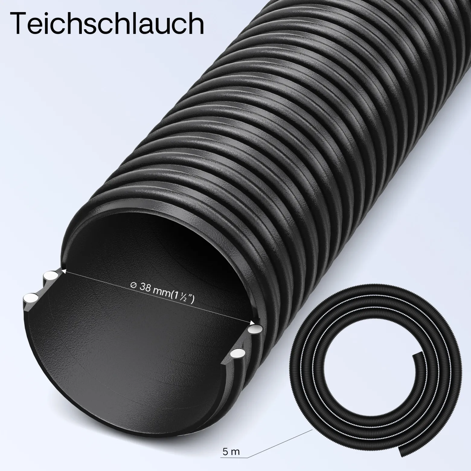 SunSun Komplettset: CPF-10000 Teichdruckfilter bis 10000 L mit 11 Watt UV-C Teichklärer, NEO3800 SuperEco Teichpumpe 3600l/h 20W, 5m Teichschlauch 38 mm (1 1/2"), Schlauchschellen W1 44-47mm