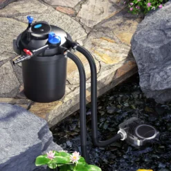 SunSun Komplettset: CPF-10000 Teichdruckfilter bis 10000 L mit 11 Watt UV-C Teichklärer, NEO3800 SuperEco Teichpumpe 3600l/h 20W, 5m Teichschlauch 38 mm (1 1/2