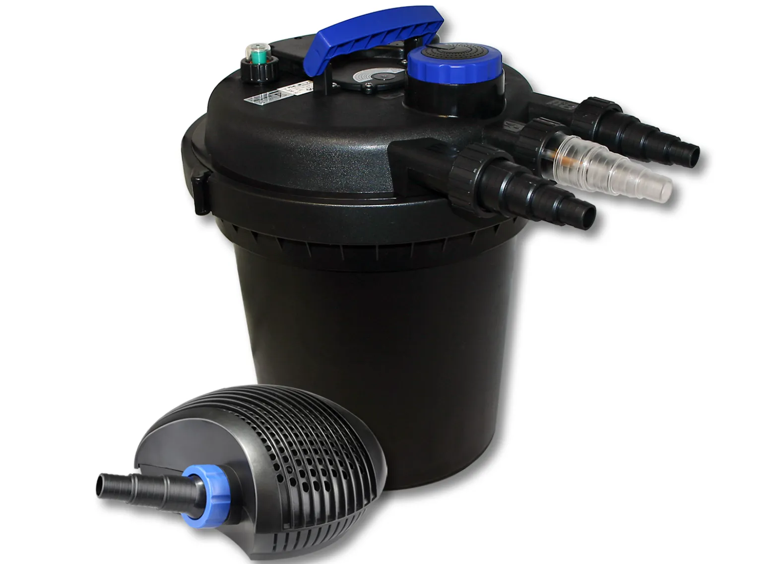 SunSun Komplettset: CPF-250 Teichdruckfilter bis 10000 L Teichfilteranlage mit 11W Teichklärer, CTF-3800 SuperECO Teichpumpe 3600l/h 20W
