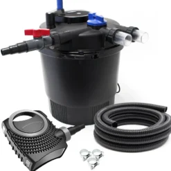 SunSun Komplettset: CPF-20000 Teichdruckfilter bis 10000 L mit 36 Watt UV-C Teichklärer, NEO12000 SuperECO Teichpumpe 12000l/h 100W, 10m Teichschlauch 38 mm (1 1/2