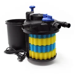 SunSun Komplettset: CPF-2500 Teichdruckfilter bis 6000 L mit 11 Watt UV-C Teichklärer, NEO6000 SuperEco Teichpumpe 6000l/h 40W, 5m Teichschlauch 32 mm (1 1/4"), Schlauchschellen W1 44-47mm