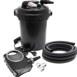 SunSun Komplettset: CPF-380 Teichdruckfilter bis 12000 L mit 11 Watt UV-C Teichklärer, NEO6000 SuperEco Teichpumpe 6000l/h 40W, 5m Teichschlauch 38 mm (1 1/2