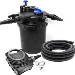 SunSun Komplettset: CPF-10000 Teichdruckfilter bis 10000 L mit 11 Watt UV-C Teichklärer, NEO10000 SuperECO Teichpumpe 10000l/h 80W, 10m Teichschlauch 38 mm (1 1/2