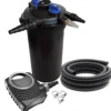 SunSun Komplettset: CPF-15000 Teichdruckfilter bis 30000 L mit 18 Watt UV-C Teichklärer, NEO10000 SuperECO Teichpumpe 10000l/h 80W, 10m Teichschlauch 38 mm (1 1/2"), Schlauchschellen W1 44-47mm