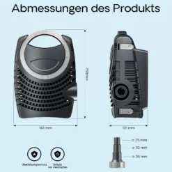 SunSun NEO-14000 SuperECO Teichpumpe 14.000 l/h / 120 W, energiesparende Filterpumpe, Bachlaufpumpe für Koiteiche, Umwälzpumpe, Skimmerpumpe, Gartenteichpumpe