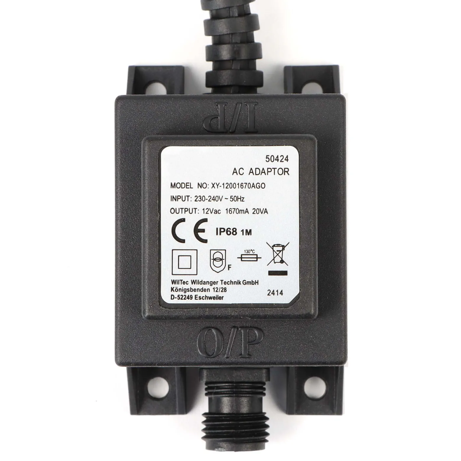 SunSun Netzteil JBA48V-12-1670U 12 V 1670 mA, 2-poliger Netzadapter mit Niedervolt-Stecksystem, Transformator IP68 für Teichbeleuchtung und Garten