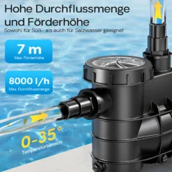 SunSun Poolpumpe 13000l/h 550W Schwimmbadpumpe Filterpumpe Umwälzpumpe
