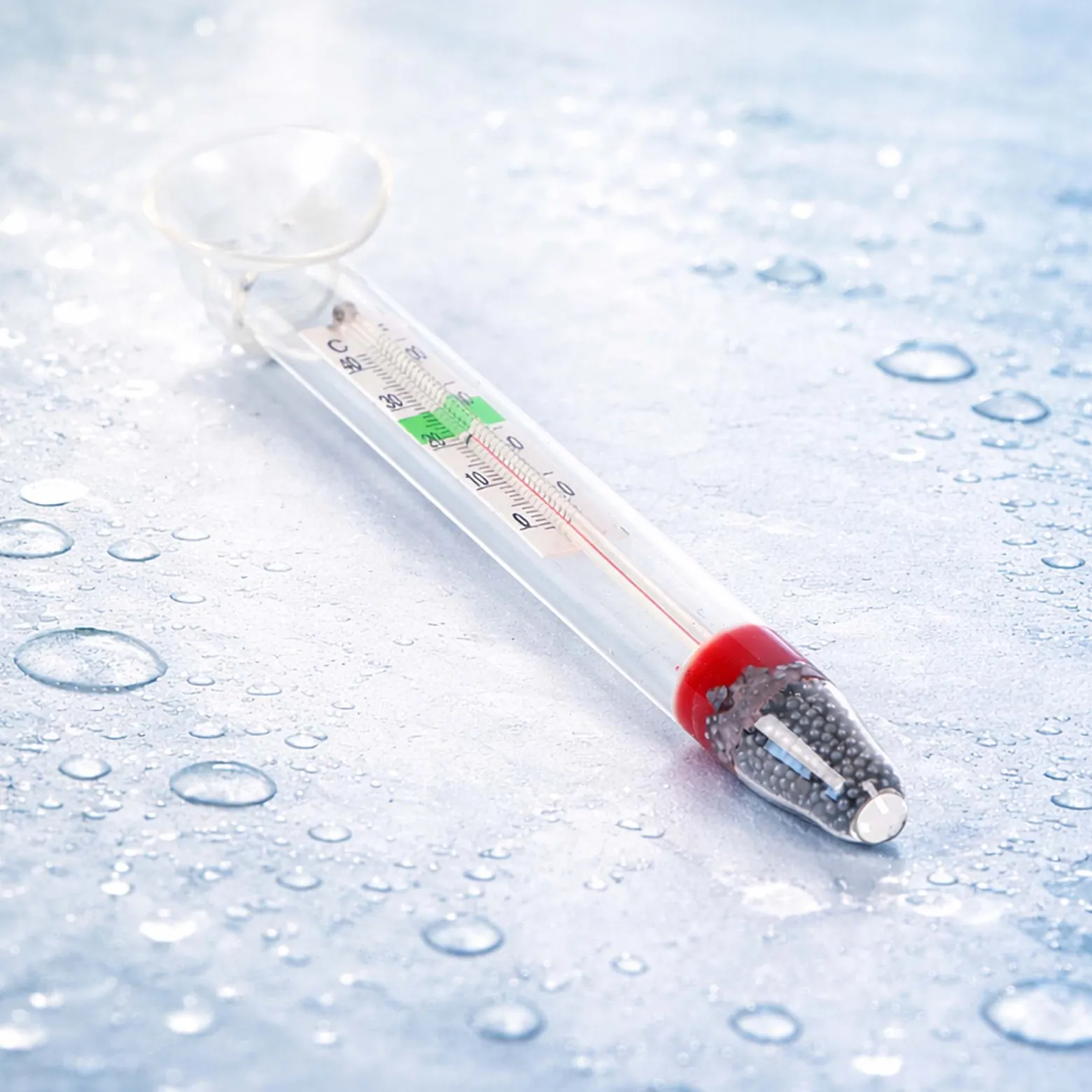 SunSun WDJ-02 Aquarium Thermometer -1–43 °C / 35–105 °F analoges Glasthermometer mit Saugnapf für Aquarium Temperatur, Terrarium oder Gewächshaus