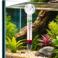 SunSun WDJ-02 Aquarium Thermometer -1–43 °C / 35–105 °F analoges Glasthermometer mit Saugnapf für Aquarium Temperatur, Terrarium oder Gewächshaus