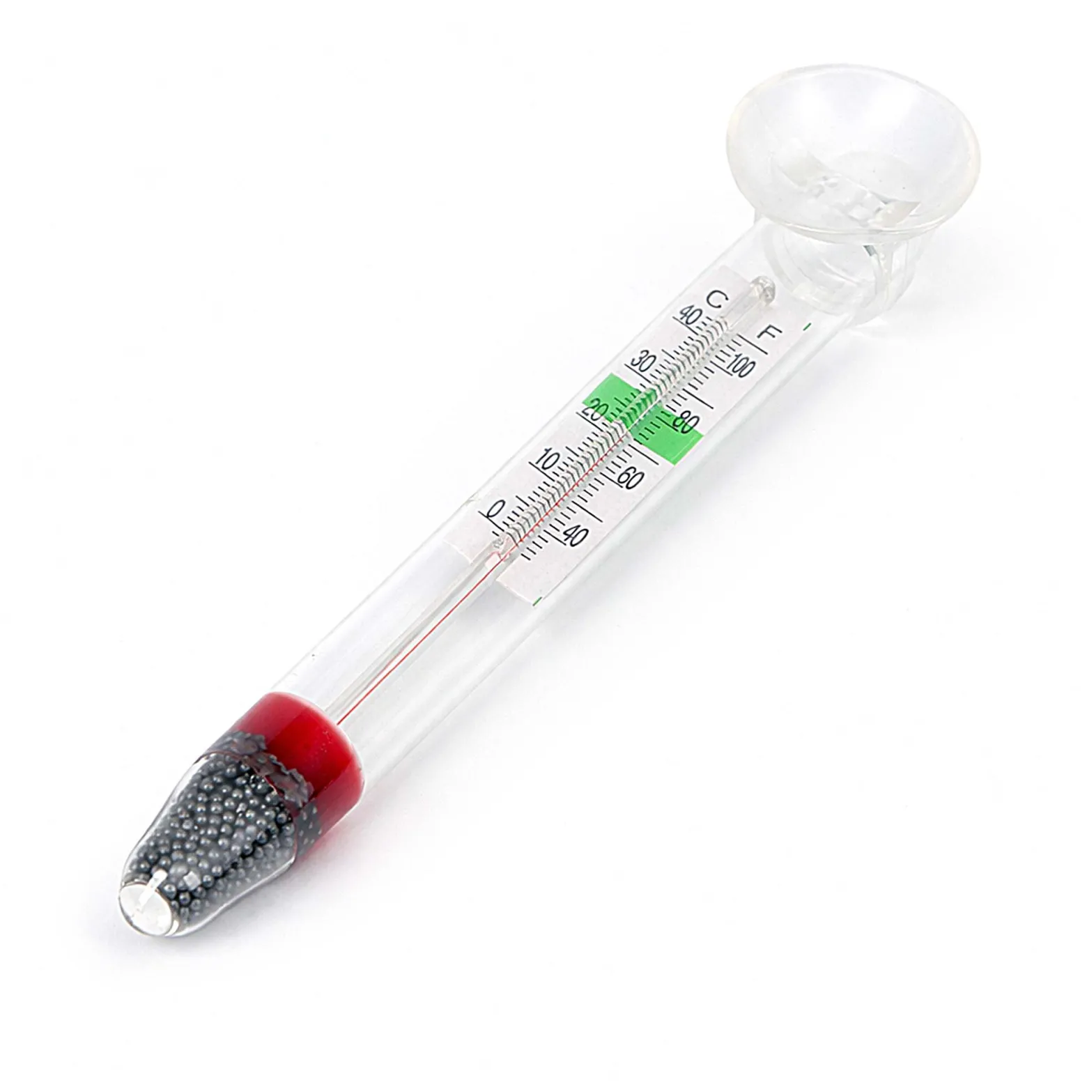 SunSun WDJ-02 Aquarium Thermometer -1–43 °C / 35–105 °F analoges Glasthermometer mit Saugnapf für Aquarium Temperatur, Terrarium oder Gewächshaus