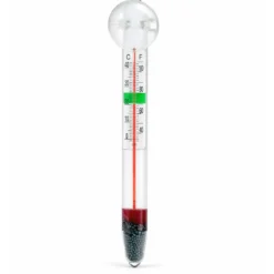 SunSun WDJ-02 Aquarium Thermometer -1–43 °C / 35–105 °F analoges Glasthermometer mit Saugnapf für Aquarium Temperatur, Terrarium oder Gewächshaus