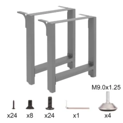 Tischkufen Tischbeine aus Vierkantprofilen 640x240x400 mm grau pulverbeschichtet Tischgestell Tischfüße