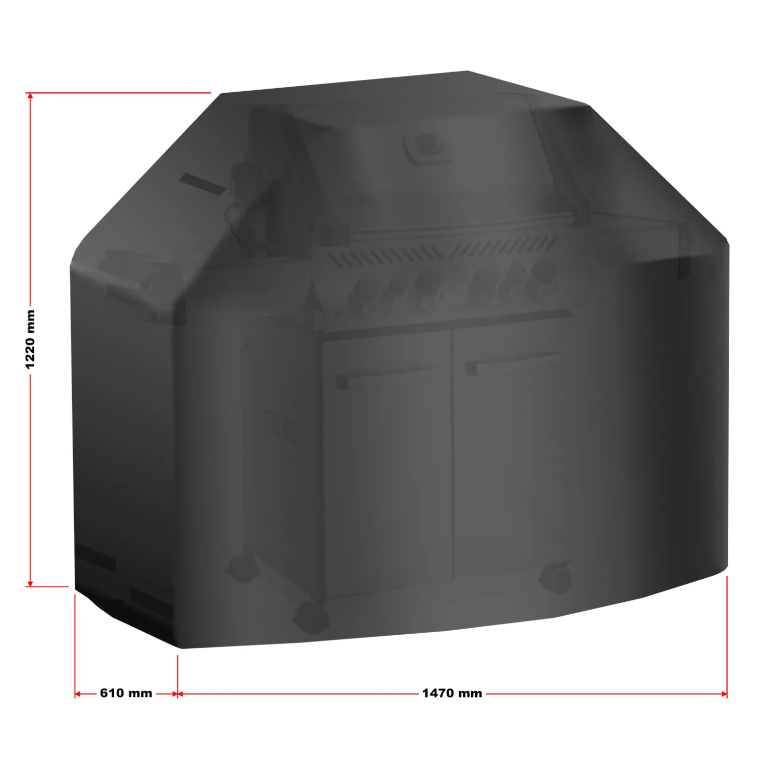 Toboli BBQ Grill Abdeckung 147x61x122cm schwarz Abdeckhaube wetterfest für verschiedene Grillmodelle