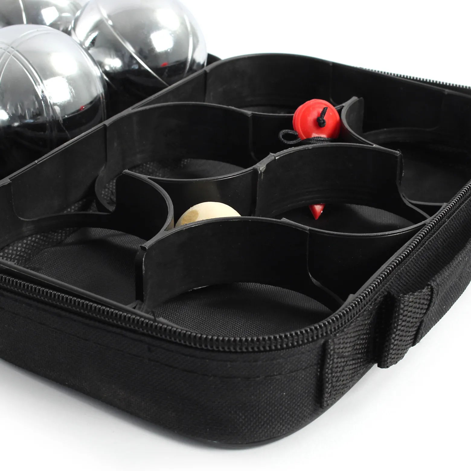 Toboli Boule Set 6 Metall Kugeln 7,3 mm Durchmesser mit Zielkugel Schweinchen,Abstandsmesser, Kugelspiel Freizeit