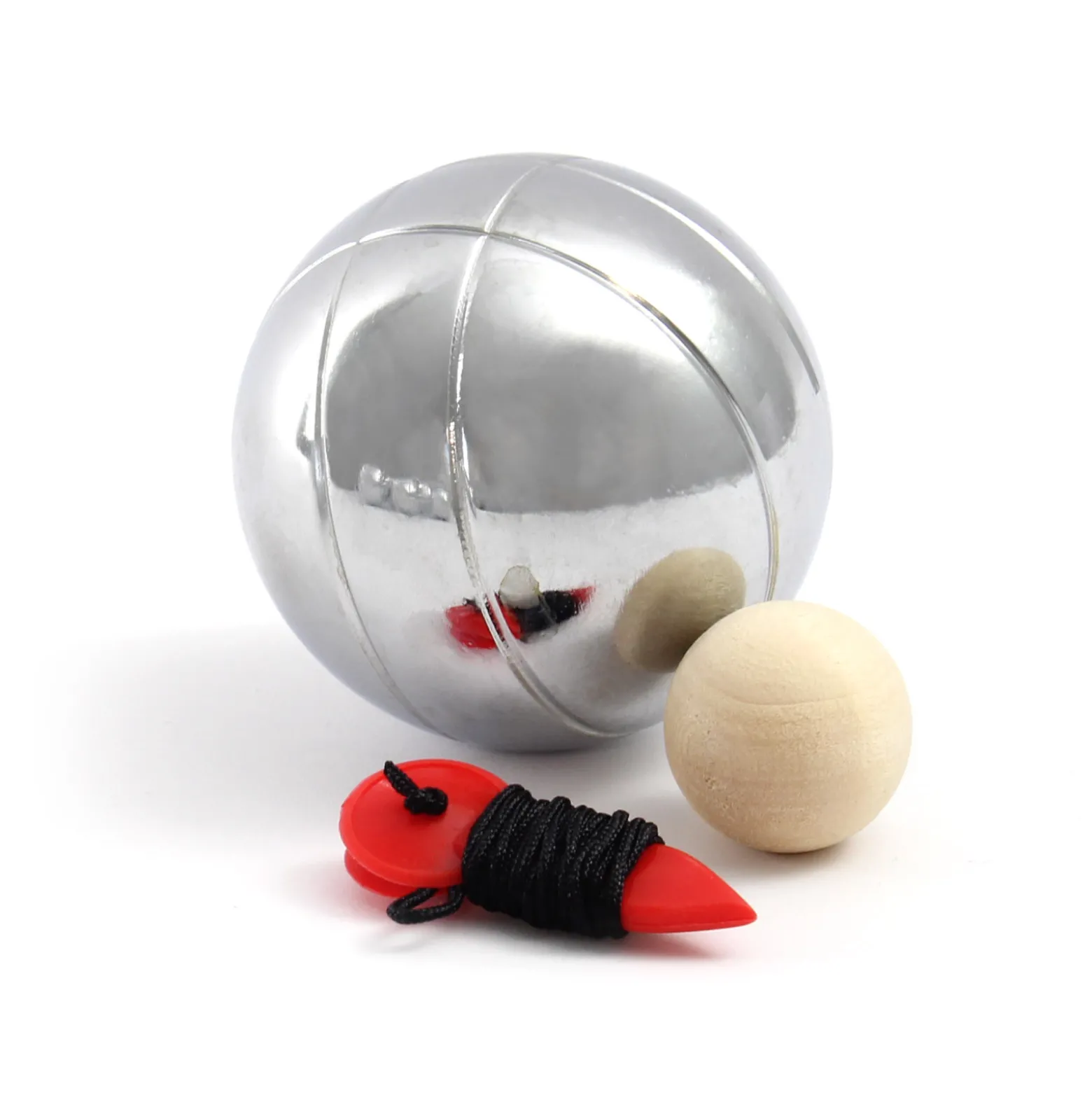 Toboli Boule Set 6 Metall Kugeln 7,3 mm Durchmesser mit Zielkugel Schweinchen,Abstandsmesser, Kugelspiel Freizeit