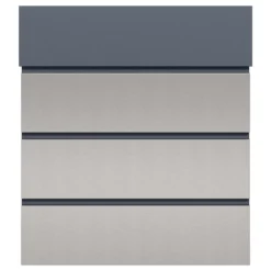Toboli Briefkasten V64 Anthrazit und Edelstahl 410 x 130 x 370 mm, Wandbriefkasten mit Schloss, Soft Close Klappe und Zeitungsfach, Postkasten aus Stahl pulverbeschichtet